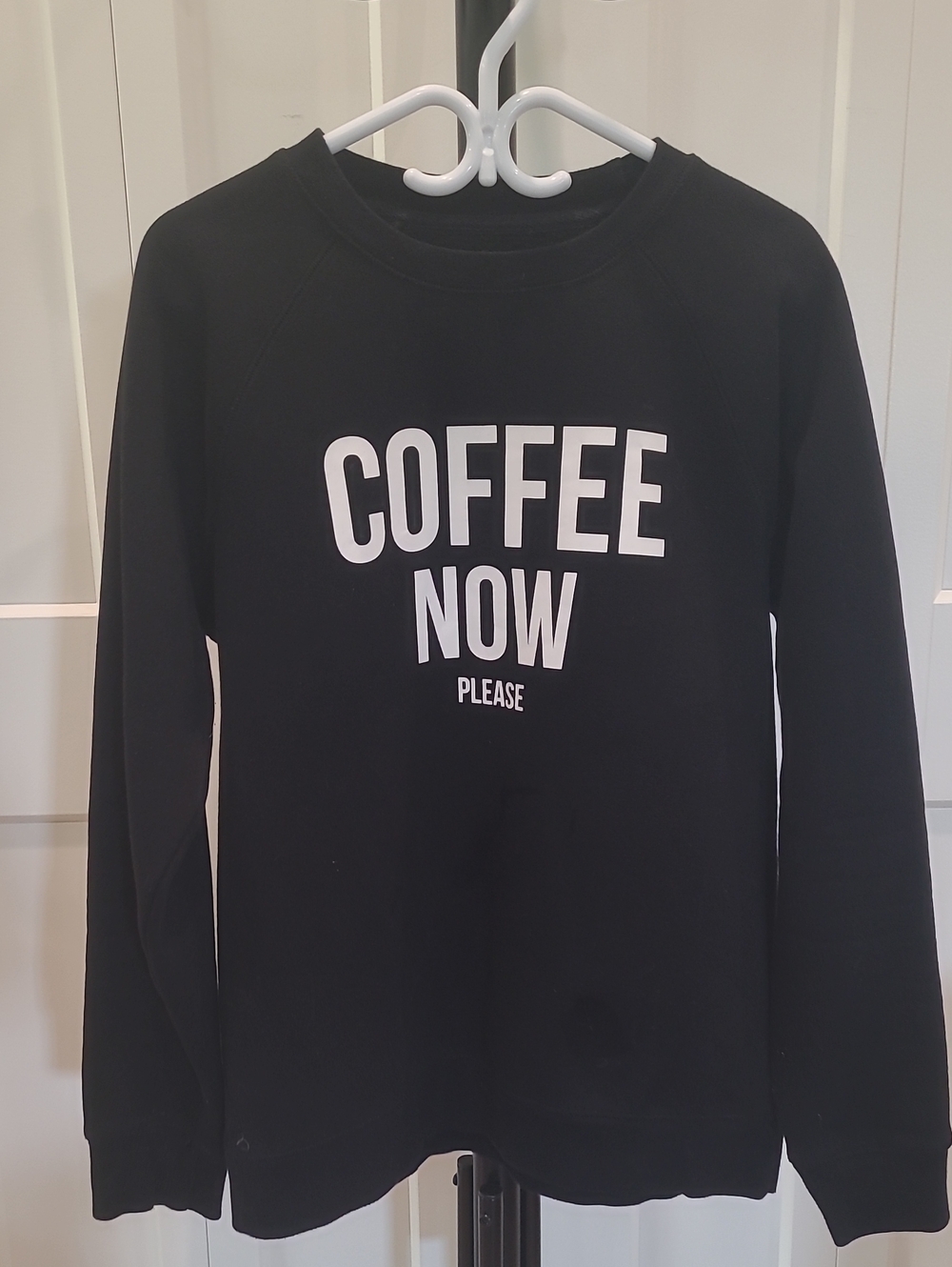 Brunette The Label Black Sweatshirt with White "COFFEE NOW PLEASE" Print